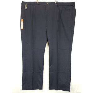 Haggar Cool 18 Pleated Pants Classic Fit 58x32 BT Navy Office Neutral Staple